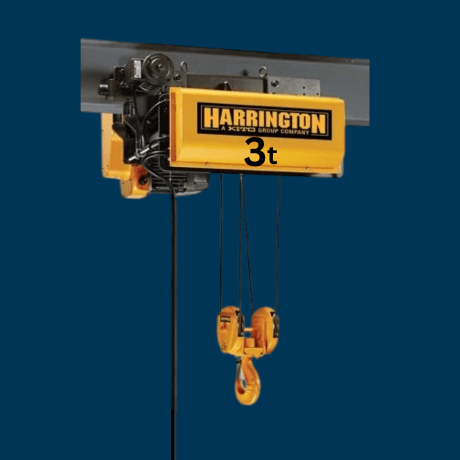 Harrington RY 3 Ton Electric Wire Rope Hoist - 3 Phase - 33ft Lift - American Hoists