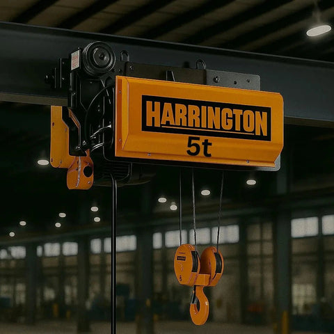 Harrington RY 5 Ton Electric Wire Rope Hoist - 3 Phase - 25ft Lift - American Hoists